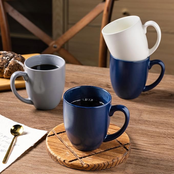 AmorArc 16oz Coffee Mugs Set of 6, Large Ceramic Coffee Mugs for Man, Woman, Dad, Mom, Modern Coffee Mugs with handle for Tea/Latte/Cappuccino/Cocoa. Dishwasher&Microwave Safe, Multi-Color