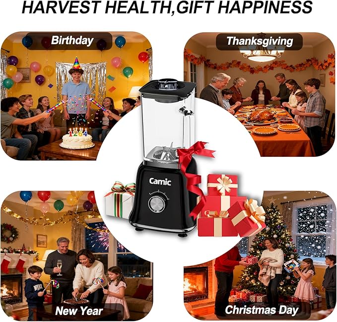 Glass Blenders for Kitchen with 750W, 54Oz. Countertop Blender Glass Jar Food Processor Combo, BPA-Free Blender for Smoothies, Ice Crush,Nuts, Frozen Drinks and Fruits (Black)