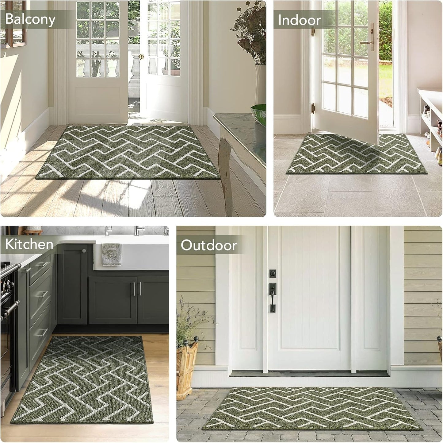hicorfe Kitchen Rugs and Mats,Kitchen Mats for Floor,36"x59" Non Slip Runner Rug,Absorbent Resist Dirt Comfort Standing Mat Machine Washable for Entryway,Hallway,Front of Sink(Green)