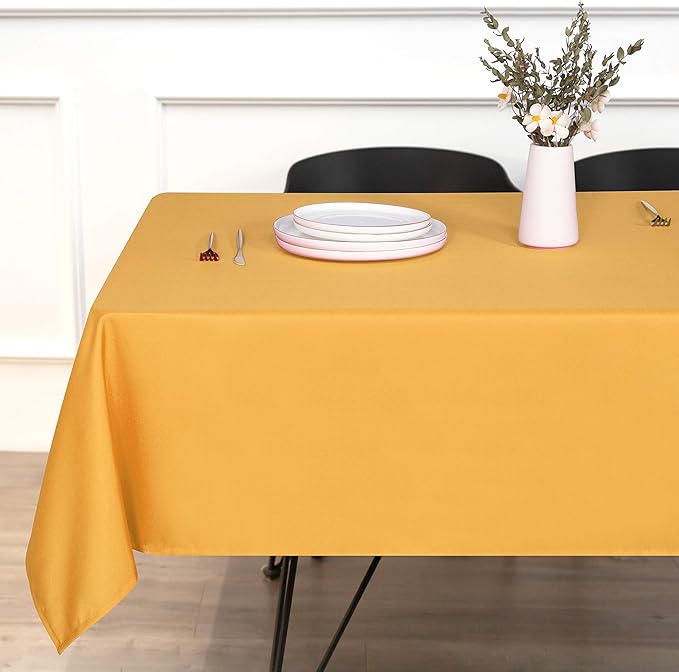 sancua Rectangle Tablecloth - 60 x 120 Inch - Stain and Wrinkle Resistant Washable Polyester Table Cloth, Decorative Fabric Table Cover for Dining Tables, Buffet Parties and Camping, Gold
