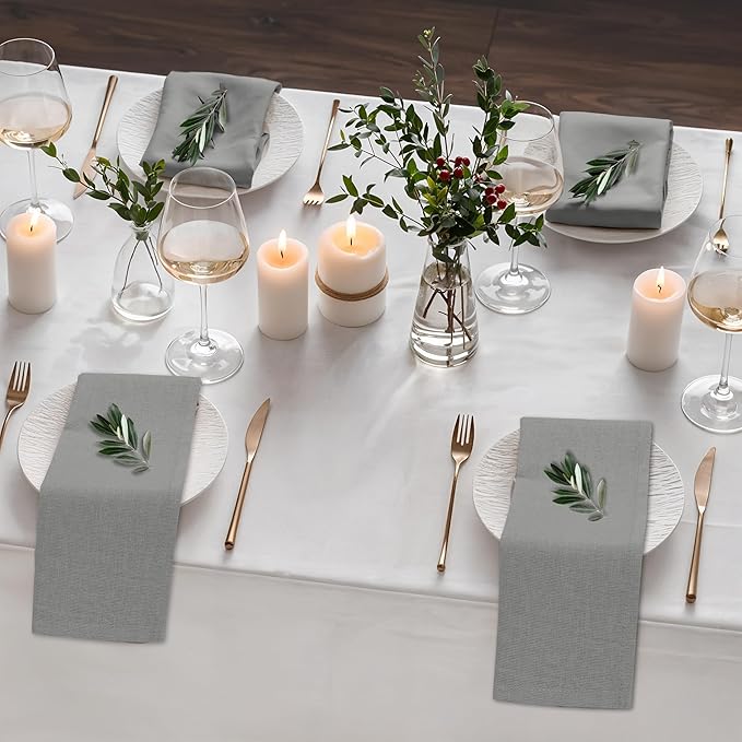 Ruvanti Linen Napkins Set of 6, 18x18 Cloth Napkins, Cotton Linen Blend Napkins Cloth Washable, Soft, Reusable Dinner Napkins for Wedding, Parties, Christmas, Thanksgiving, Everyday Use - Wild Dove