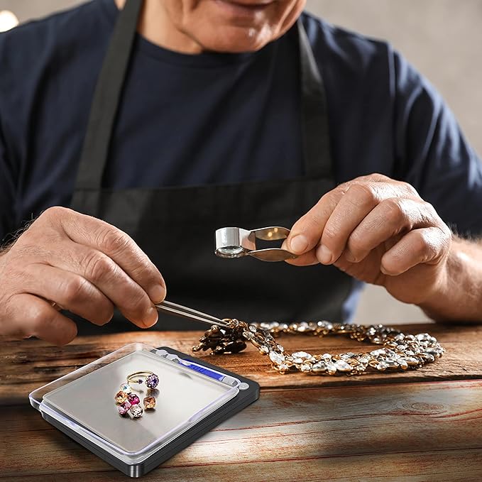 Fuzion Digital Gram Scale with 2 Trays, 500g/ 0.01g Small Jewelry Scale, 6 Units Gram Scales Digital Weight Gram and Oz, Tare Function, Digital Herb Scale for Food, Mini Reptile