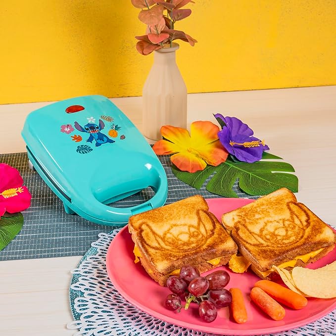 Uncanny Brands Disney Lilo and Stitch Single Sandwich Maker - Small Kitchen Appliance