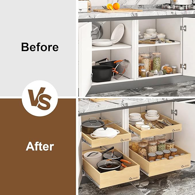 Slide Out Drawer for Kitchen Cabinets, Pull Out Organizer for Home, Pantry, 23''w