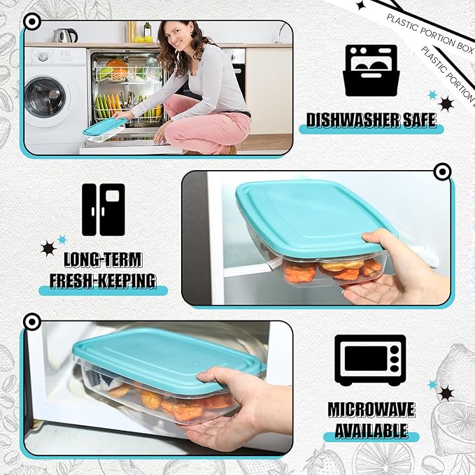 18 Pcs 33 Oz/ 4 Cups Plastic Food Storage Containers with Lids Portion Box Sets with Cover Stackable Plastic Containers with Lids Microwave Freezer Dishwasher Safe(Blue)