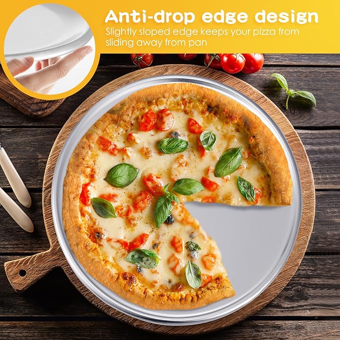 12 Pieces Pizza Pan Bulk Restaurant Aluminum Pizza Pan Set Round Pie Cake Plate Rust Free Cake Tray for Oven Baking Home Kitchen Restaurant Easy Clean(18 Inch)