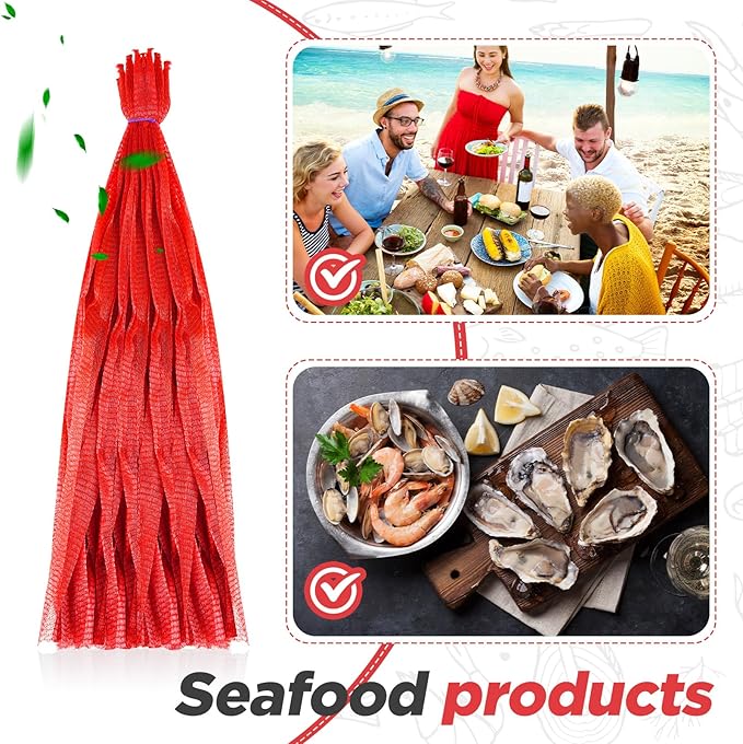 Windyun 1500 Pcs Mesh Produce Bags Reusable Nylon Netting Bulk, Fits Storage Egg Vegetable Seafood Fruits Grocery Bags (20 Inch,Red)