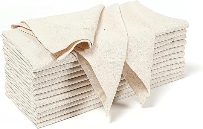 Ramanta Home Natural Coth Dinner Napkin Set of 12 Premium Cotton 18X18 Inch Linen Flax Soft & Durable Washable Ideal for Everyday Use Parties Thanksgiving Christmas Halloween