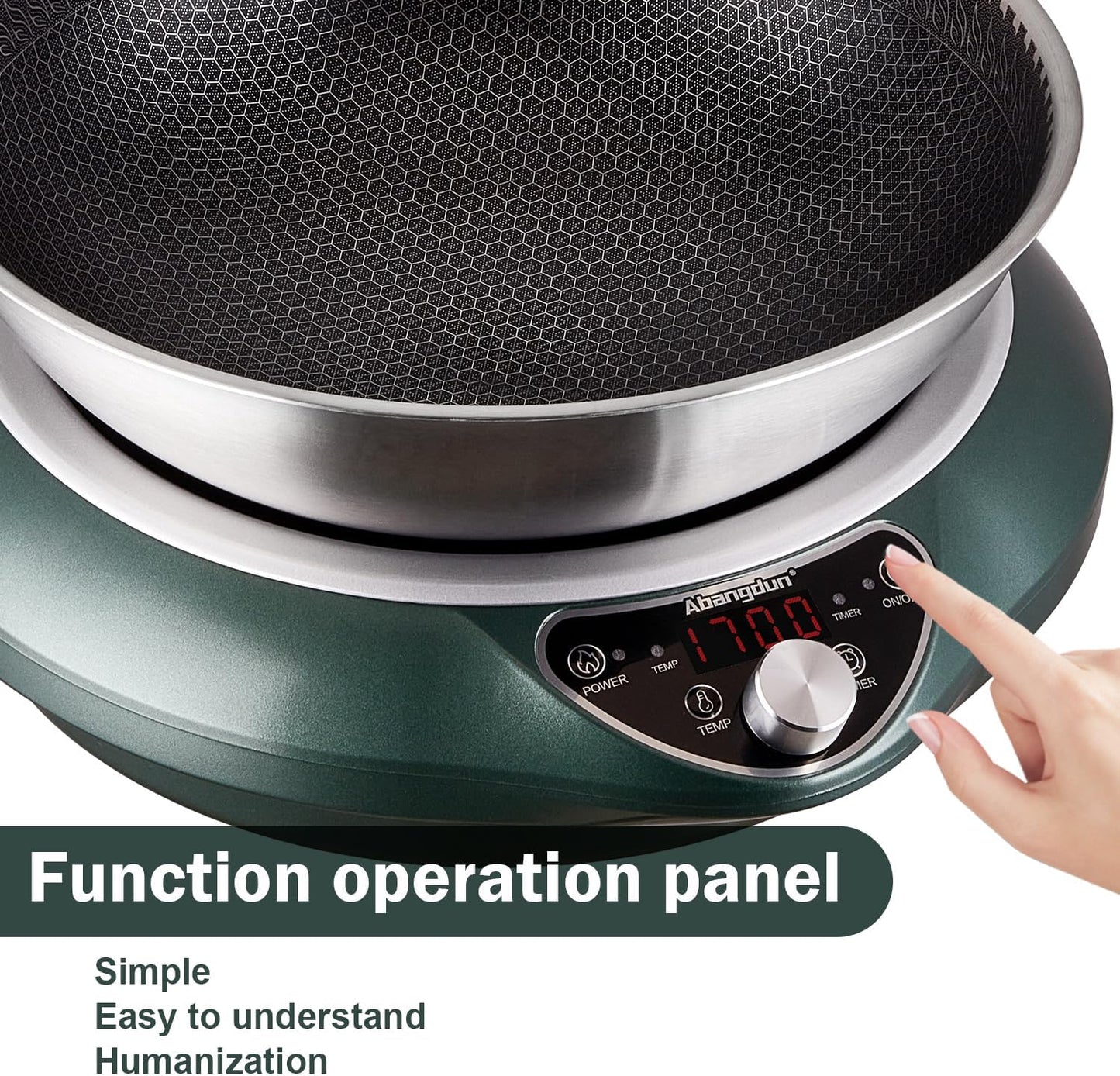 Induction Wok Cooktop Induction Burner 1700W/85V~120V Electric Wok Curved Surface Electronic Cooker Concave Stoves