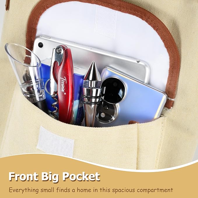 Tirrinia 2 Bottle Wine Gift Tote Carrier - Leakproof & Insulated with large pockets Wine Cooler Bag for Travel, Wine Tasting, Party, Dinner, Great Gift for Wine Lover