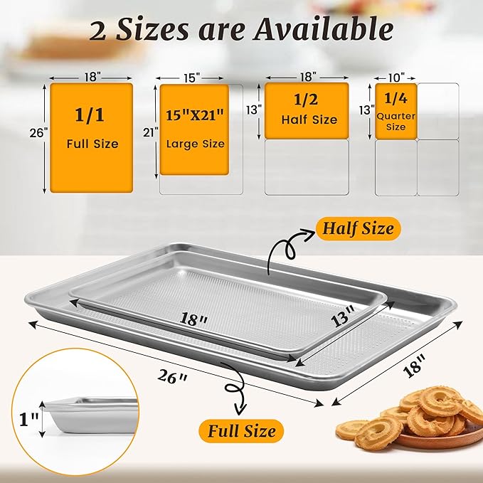 6 Pack Half Size Aluminum Perforated Baking Sheet Pan, 13"×18" Cookie Sheets For Oven in Bakery, Restaurant & Kitchen