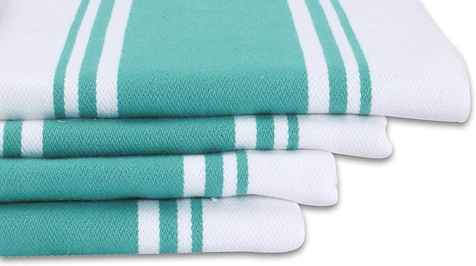AMOUR INFINI Cotton Kitchen Towels - Set of 4 Highly Absorbent, Ultra Tea Towel with Hanging Loop, 20x28 Inch Quick Drying Dish Cloths for Cleaning Dishes (Turquoise)