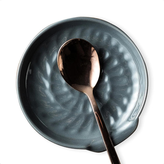 Spoon Rest for Stove Top, Cooking Spoon Holder for Kitchen Counter, Modern Farmhouse Decor Utensil Rest for Spoons, Ladles Tongs Spatula, Dark Gray