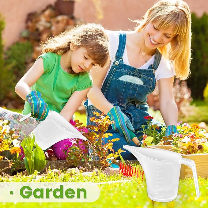 4 Pack Plastic Funnel Pitcher,Measuring Cup with Long Spout,Large Capacity Easy Pour Cup,Perfect for Bakeware Mold,Oils,Watering Plants(1000ml)