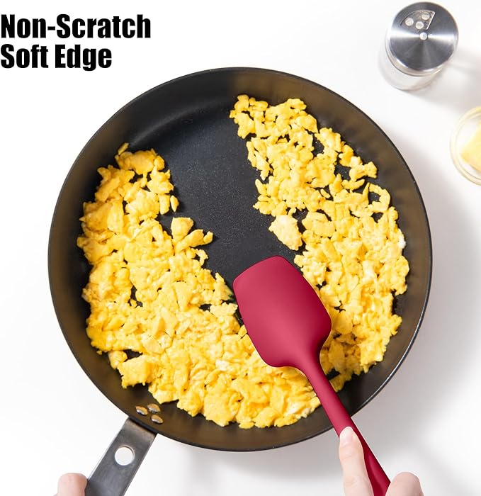 3-Piece Silicone Spatula Scrapers: Doosu 600°F Heat Resistant Food Grade Kitchen BPA Free Rubber Baking Cooking Tool Nonstick Utensil Set for Mixing, Scraping, Folding, Stirring, Serving (Multi-5)