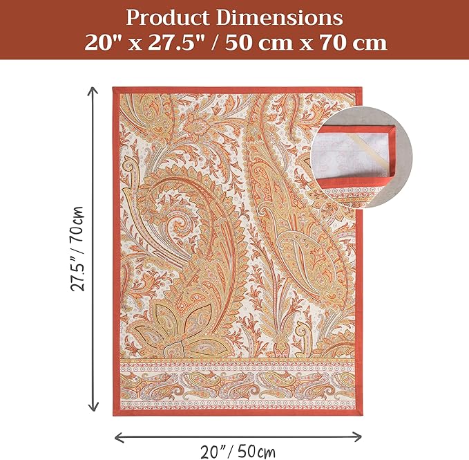 Maison d' Hermine Kitchen Towels Set of 2 100% Cotton 27.50" x 20" Reusable Cloth Tea Dish Towels Absorbent with Hanging Loop for Kitchen, Home, Dining, Cocktail Parties (Kashmir Paisley)