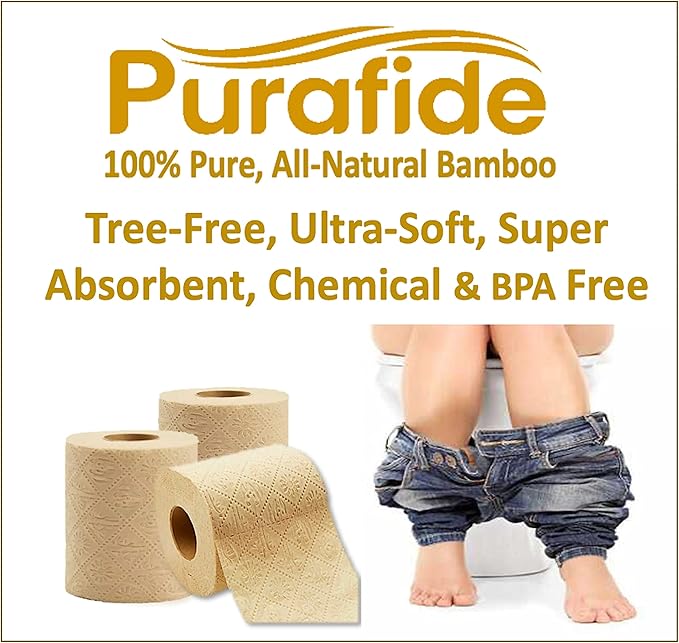 100% Bamboo, thick 3-ply toilet paper, tree-free, unbleached, sustainable, 300 sheets per roll (TP 16)