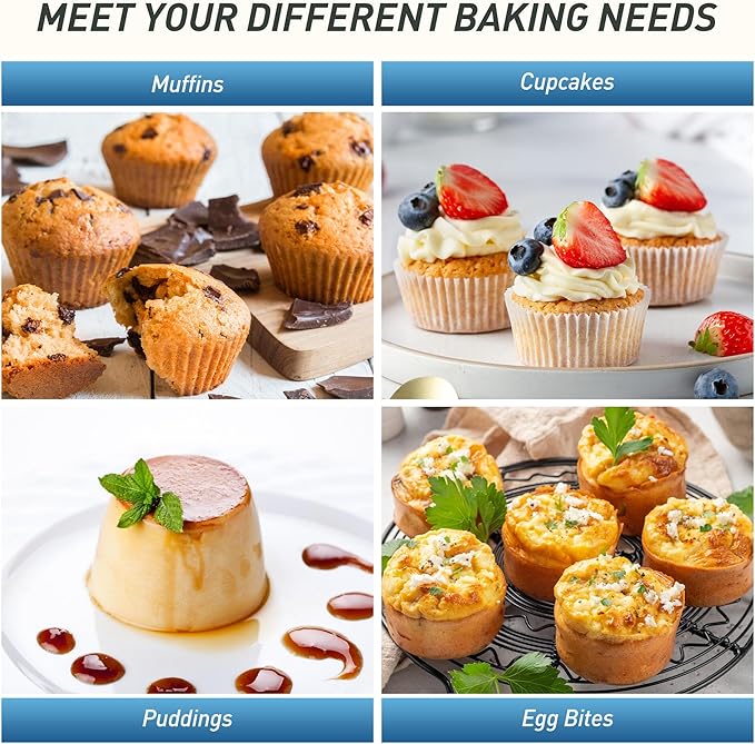 2 Packs 6 Cups Silicone Muffin Pan with Metal Reinforced Frame Jumbo Size Cupcake Pan Tray Egg Bites Silicone Molds Muffin Tin Tart Pans Bundt Pan Reposteria Accesorios Moldes Para Pasteles