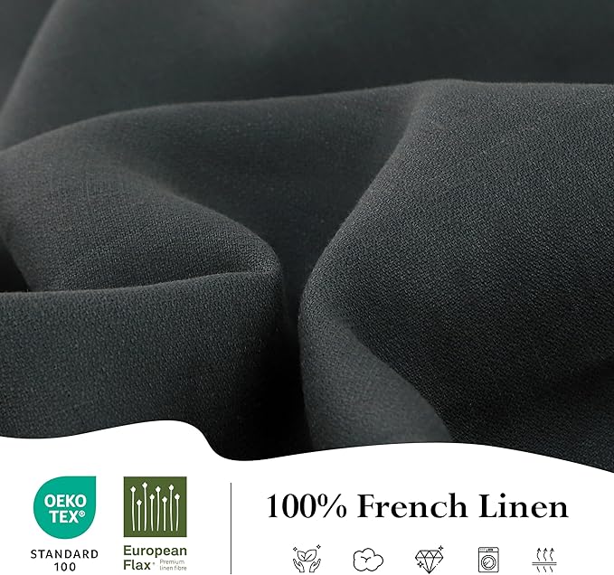 Linen World 100% Linen Tablecloth, Grey Tablecloth 108" x 60" Inch, Washable Rectangular Tablecloth for Dining, Outdoor, Weddings and Restaurants, Decorative Valentine Easter,Jacquard Weave Design