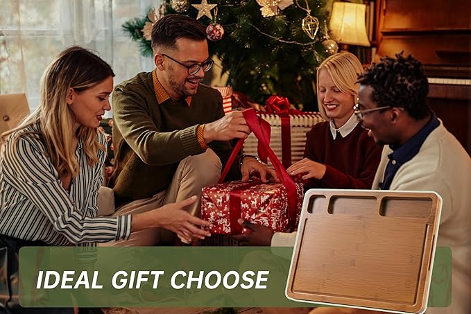 Cutting Board for Kitchen,Thickened Bamboo Cutting Board with Juice Groove, Large Butcher Block with Handle,Wooden Charcuterie Chopping Board for Prep & Serving Tray, 16.93" x 12.99" x0.98"