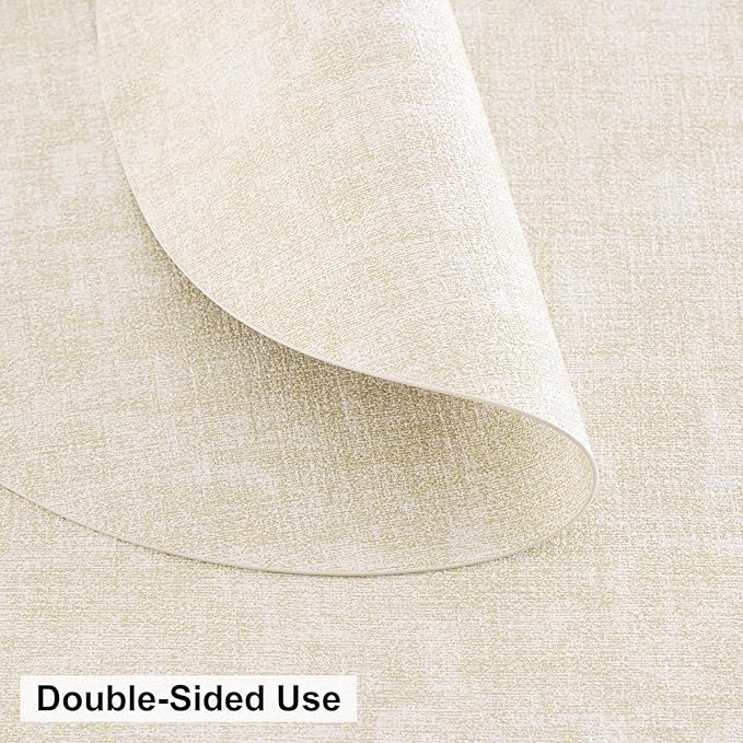 homing Round Faux Leather Placemat and Coaster 6 Packs, Washable Heat Resistant Dining Place Mats, Wipeable Double-Sided Table Mats for Indoor and Outdoor, Diameter 13 and 3.93 inch, Beige