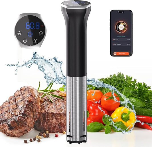 Sous Vide Machine, Sous Vide Cooker 1100W, WiFi Connect App Control with Recipe, Fast-Heating Immersion Circulator Cooker with Accurate Temperature and Time Control, Ultra Quiet, IPX7 Waterproof