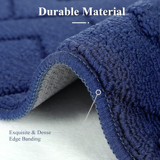 hicorfe Kitchen Rugs and Mats Sets,Super Absorbent Polypropylene Non-Slip Rug,Soft Comfort Floor Mat,Washable for Kitchen,Hallway,Office,Sink,Laundry(24" x 35",Navy Blue)