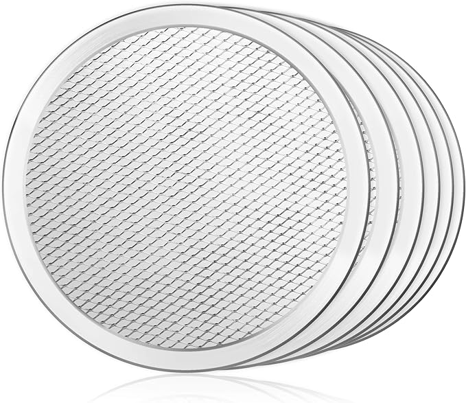 New Star Foodservice 50936 Restaurant-Grade Aluminum Pizza Baking Screen, Seamless, 8-Inch, Pack of 6