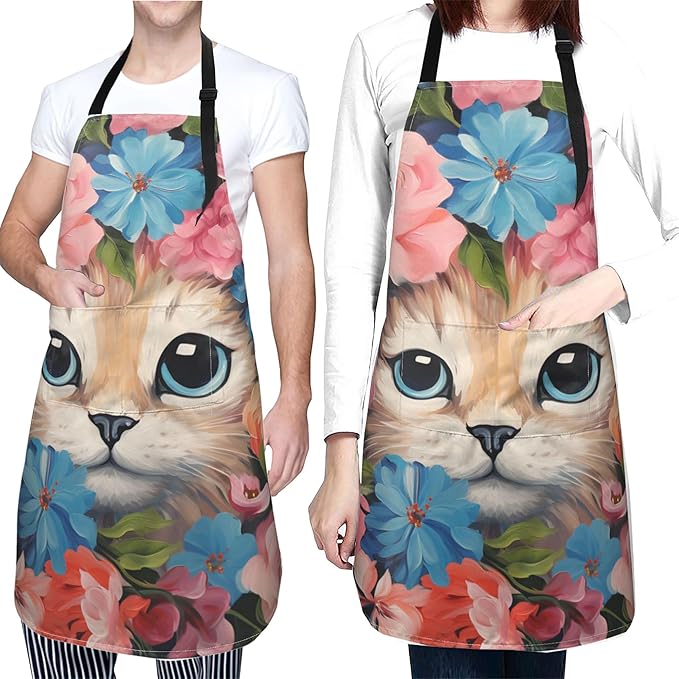 Funny Animal Apron with 2 Pockets Waterproof for Men Women Kitchen Garden Decor