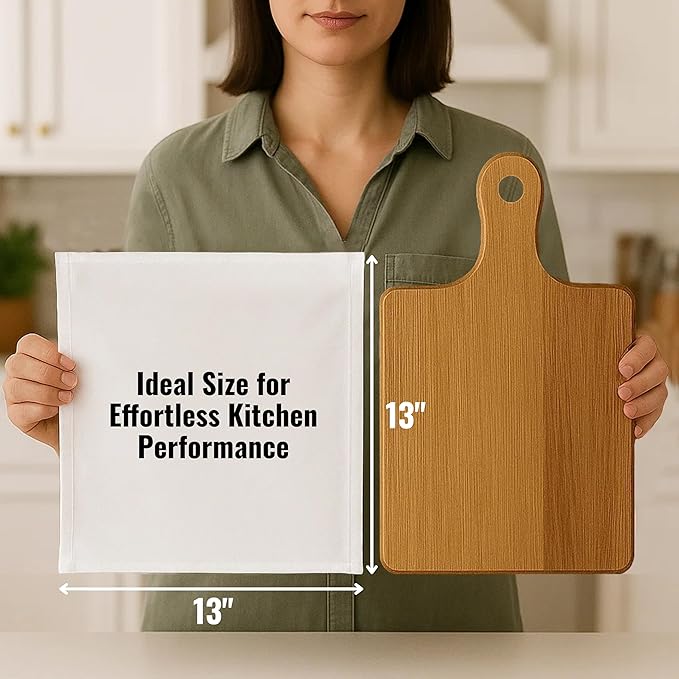 Dish Cloths Cotton| Kitchen Wash Cloth | Shop Towels Absorbent and Lint Free Flour Sack| Dishcloths for Kitchen Washing Dishes| Thick Absorbent Quick Dry Dish Rags | 4 Pack 13"x13" White