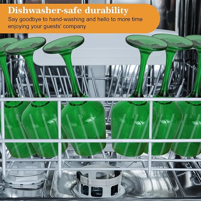 Green Wine Glasses Set of 6-14oz Long Stem Wine Glass, Pretty Crystal Glassware, Hand Blown Goblets Drinkware, Unique Stemware Wine Glass Holiday Gift Set