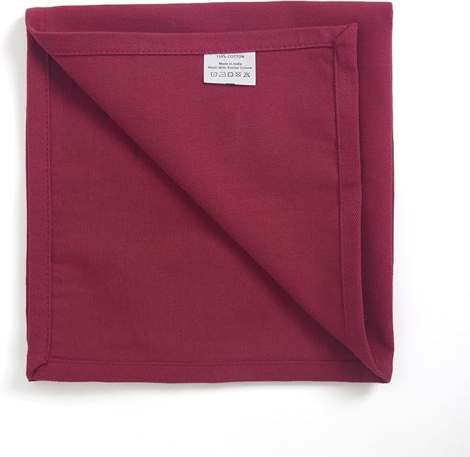 ANA Cloth Napkins Set of 6 (17.5x17.5) inch 100% Cotton Dinner Napkin Washable Hotel Quality Reusable Kitchen & Table Linen for Fall Thanksgiving Family Dinners Weddings & Everyday Use - Burgundy