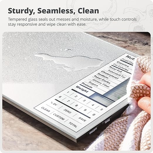Greater Goods Nutrition Scale (Standalone, No Bluetooth) – Food Grade Glass Digital Food Scale with 2,000 Preloaded Foods, Compact 9.3"x6", for Portion Control, Calorie Counting, and Meal Prep