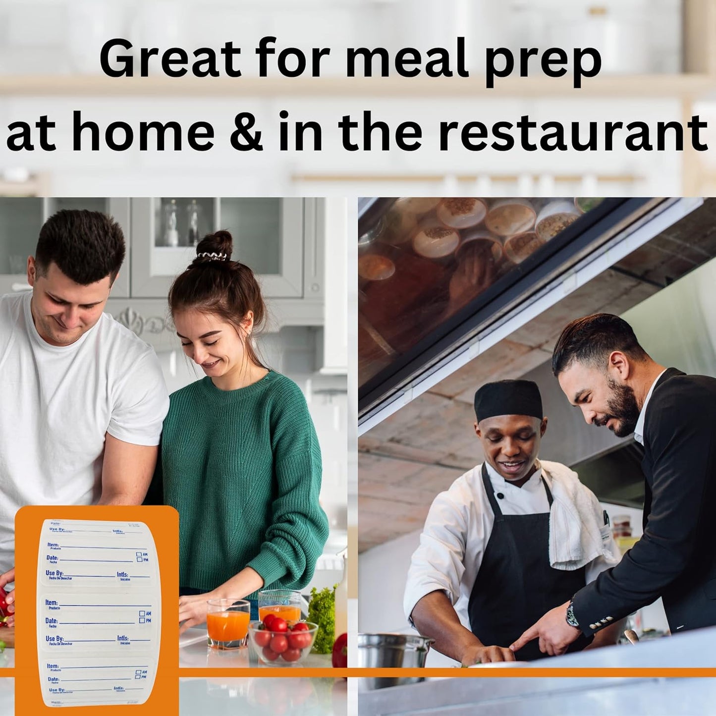 2x1 Dissolvable Labels for Food Containers (500, Blue) - Writeable, Heat-Resistant, Freezer-Safe, Bilingual Restaurant Supplies