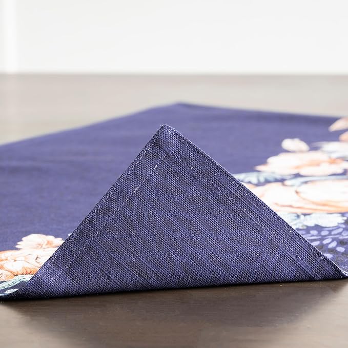 Maison d' Hermine Placemats Set of 4 100% Cotton Washable Cloth Place Mats, Reusable Table Mats for Thanksgiving Christmas Decorations Kitchen Dining Party Wedding (Pumpkin Blues, 13" x 19")