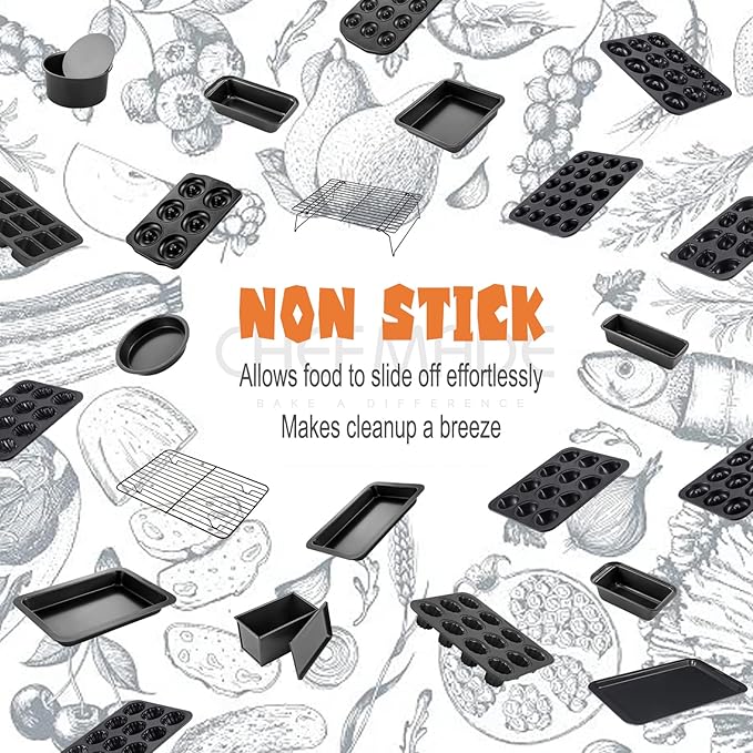 CHEFMADE Rectangle Cake Pan, Nonstick 13-Inch Loaf Pan Deep Dish Bakeware, 9.3" x 13.3" x 1.6"