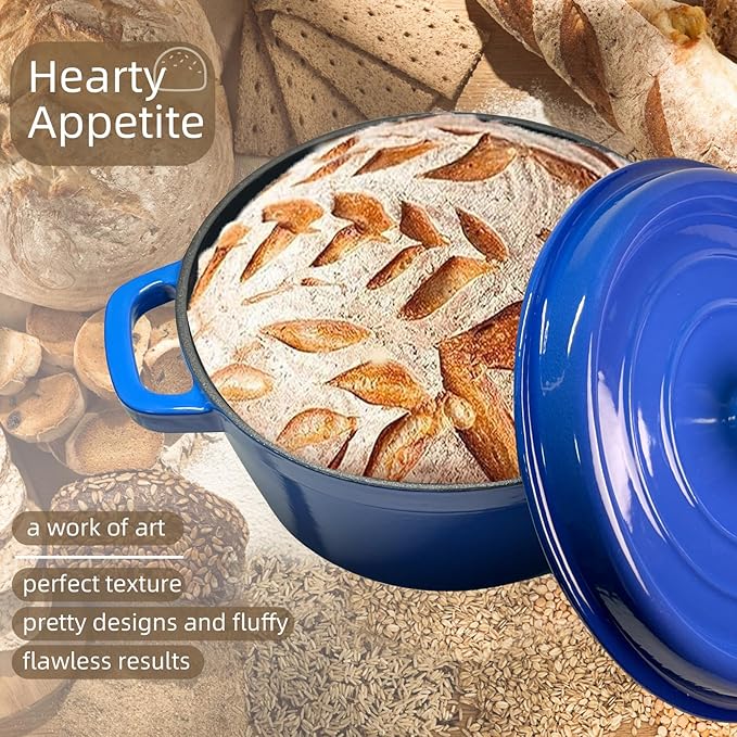 4 Color Complete sourdough bread makin Starter Kit,Sourdough Bread Baking Supplies for Beginner with Pot, Banneton Bread Proofing Baskets, Starter Jar, Scraper, Bread Making Tools & More (Blue)