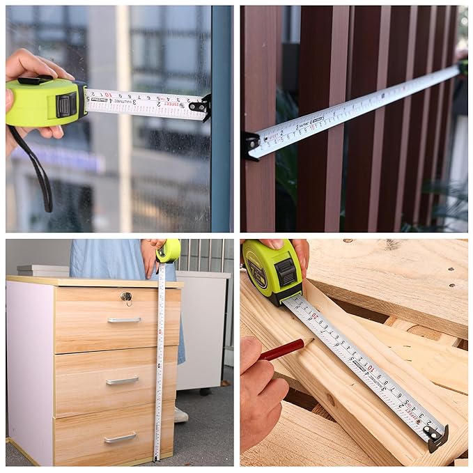 HAUTMEC Tape Measure 16ft with Dual Scale Metric and Imperial 1/8 Fractions Measuring Tape Compact Economical for Home DIY Renovations Crafting Quick Fixes HT0314-2PC