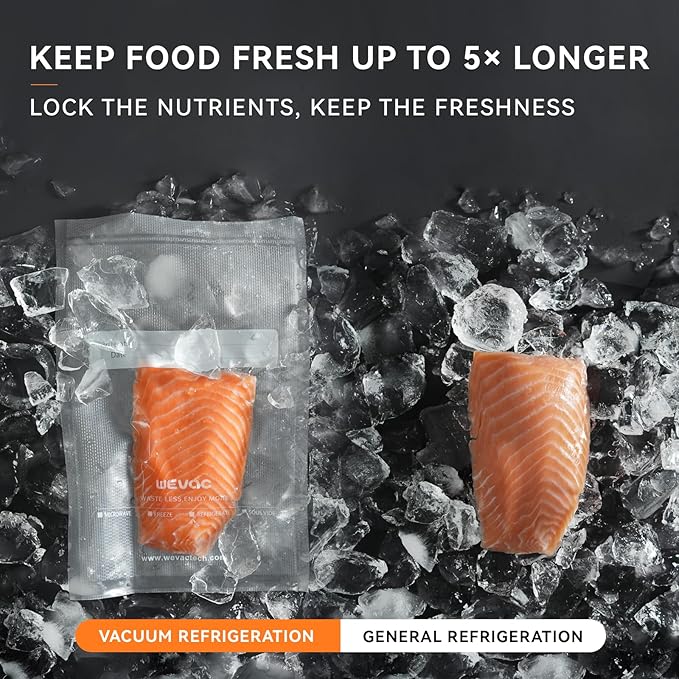 Wevac 8" x 12" Precut Vacuum Sealer Bags, 200 Count, Includes 5 Liquid Block Bags & 5 Bone Guard Pieces, Heavy Duty for Food Storage, Sous Vide & Meal Prep