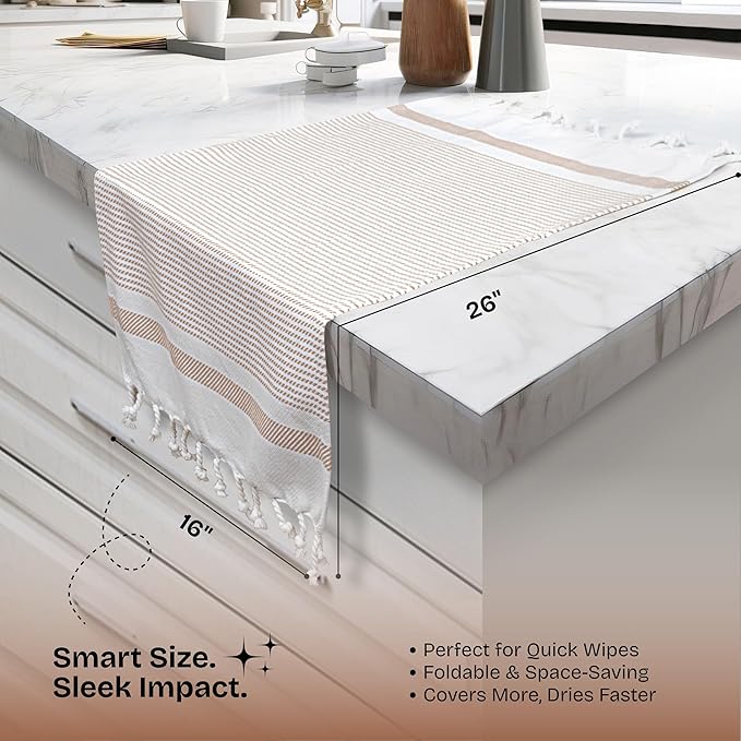 Multi Color Kitchen Towels 16x26 Inch, 3 Pack, 100% Cotton, Ultra Absorbent, Fast Dry, Machine Washable, Drying Dishes, Cleaning, Everyday Use - Aqua Blue, Beige, Ash Grey