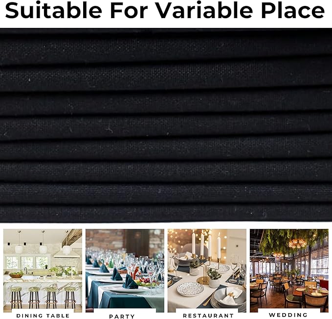 Black Cloth Napkins Set of 12, 18x18 Inch, Absorbent Cotton Blend Washable and Reusable Dinner Napkins for Table, Thanksgiving, Christmas, Wedding, Restaurant, Kitchen & Everyday Use