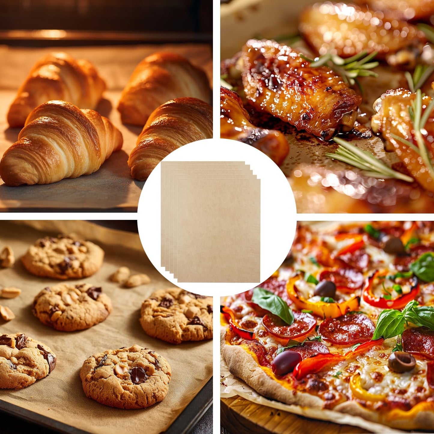 9 x11 Inch Air Fryer Parchment Paper Liners, 100 Sheets Unbleached Pre-Cut Non-Stick Baking Sheets Disposable for Cuisinart Air Fryer Toaster Oven for Ninja Foodi, Breville, Gowise, Black Decker