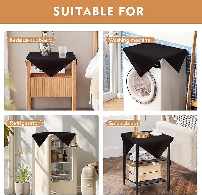 sancua 2 Pack Small Square Tablecloth 24 x 24 Inch Black, Stain and Wrinkle Resistant Washable Polyester Table Cloth Decorative Solid Fabric Table Cover for Nightstand End Bedside Tables