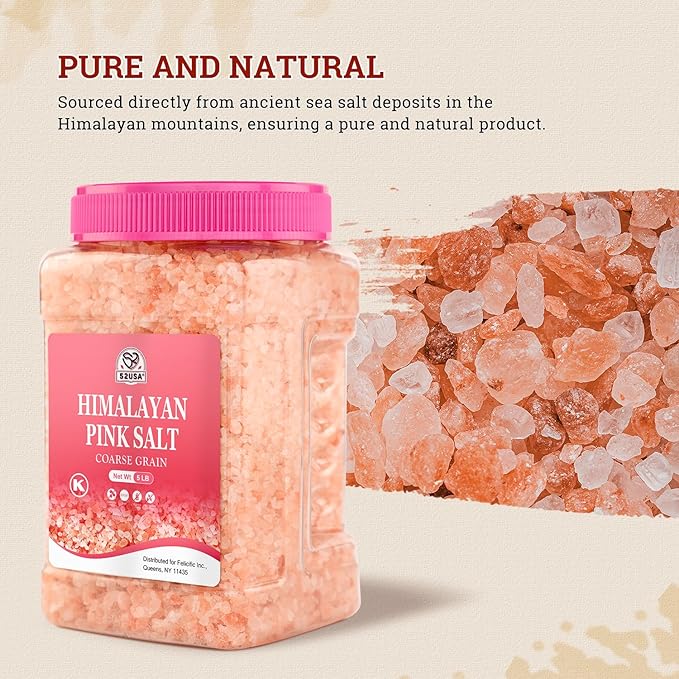 52USA Himalayan Pink Salt Coarse, Pink Salt Coarse for Grinder, 80oz (5 Pound), 100% Real, Pure, Unrefined Himalayan Pink Salt, 80+ Minerals and Electrolytes, Pink Himalayan Sea Salt