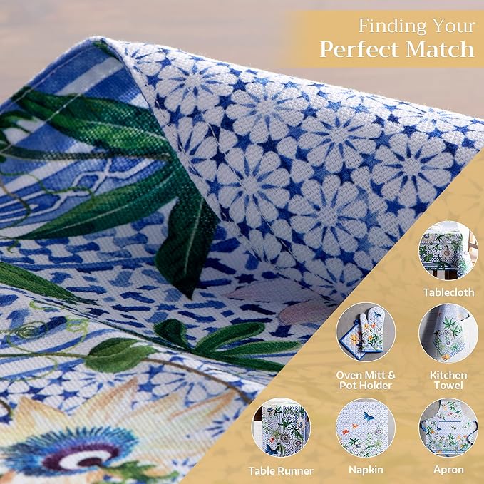 Maison d' Hermine Placemats Set of 4 100% Cotton Washable Cloth Place Mats, Reusable Table Mats for Kitchen Dining Decoration, Party, Wedding, Restaurant Spring/Summer (Passiflora, 13" x 19")