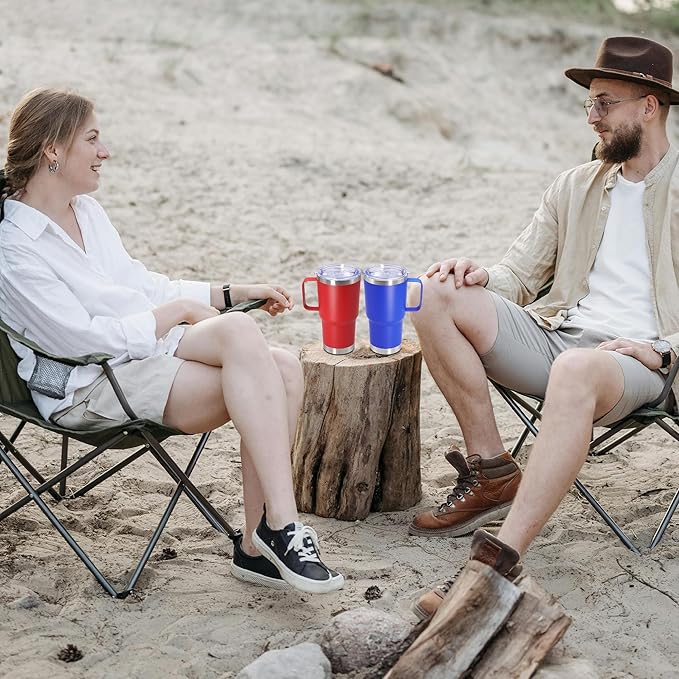 20 oz Tumbler with Handle and Lid, Stainless Steel Tumbler Insulated Travel Coffee Mug, Spill Proof Double Wall Vacuum Tumbler Cup Keep Drink Hot & Cold, Dark Blue, 12 Pack