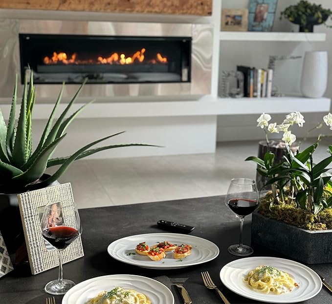 White Porcelain Dinnerware Set for 4–12-Piece Plates and Bowls Sets with Natural Waves – Durable, Microwave, Oven, Dishwasher Safe, Scratch Resistant Modern China Dish Set, stylish, everyday tableware