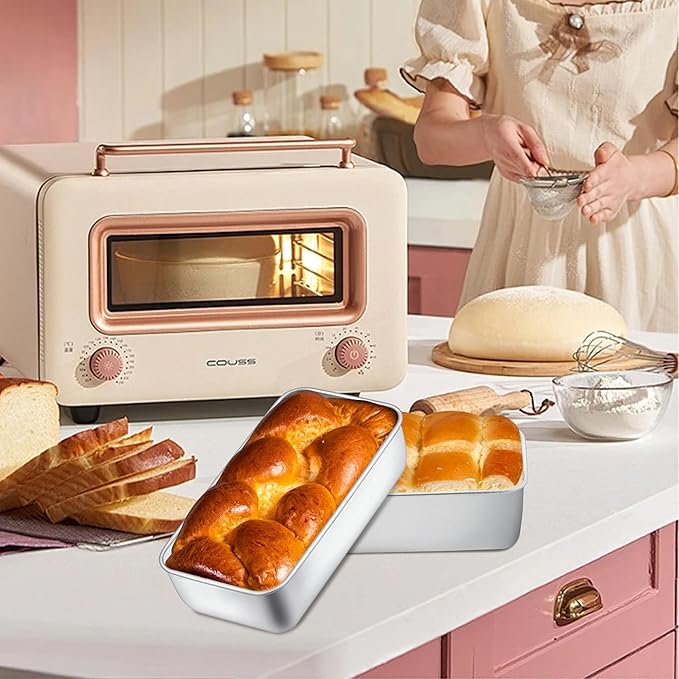 Herogo 9 x 5 Inch Loaf Pans Set of 3, Rectangle Bread Loaf Pans for Baking Bread Homemade Meatloaf, Banana, Brownies, Lasagnas, Oven & Dishwasher Safe