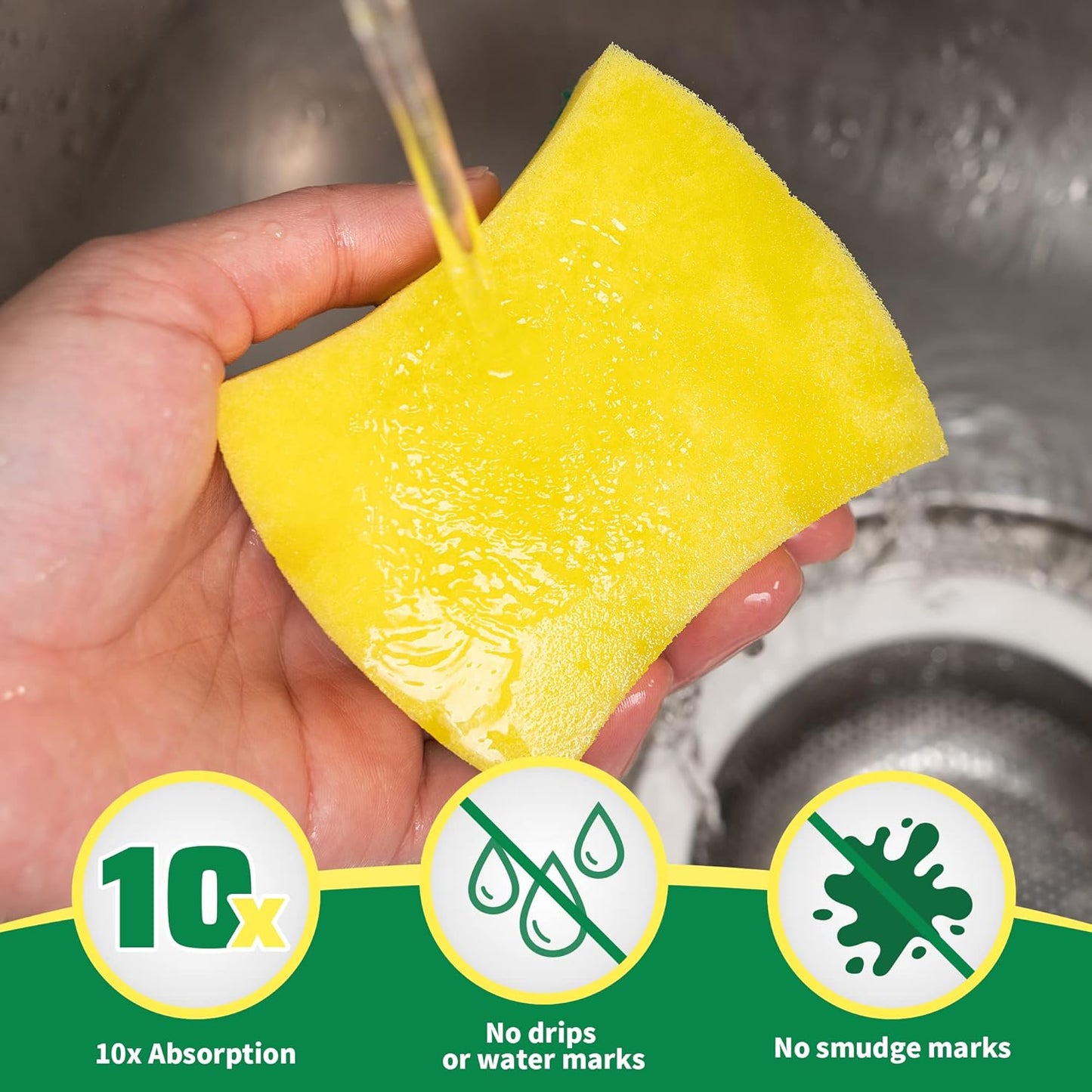 HOMERHYME Heavy Duty Scrub Sponges 24 Pack, Double-Side Design, Long-Lasting Kitchen Sponges, High Density Dish Sponge.