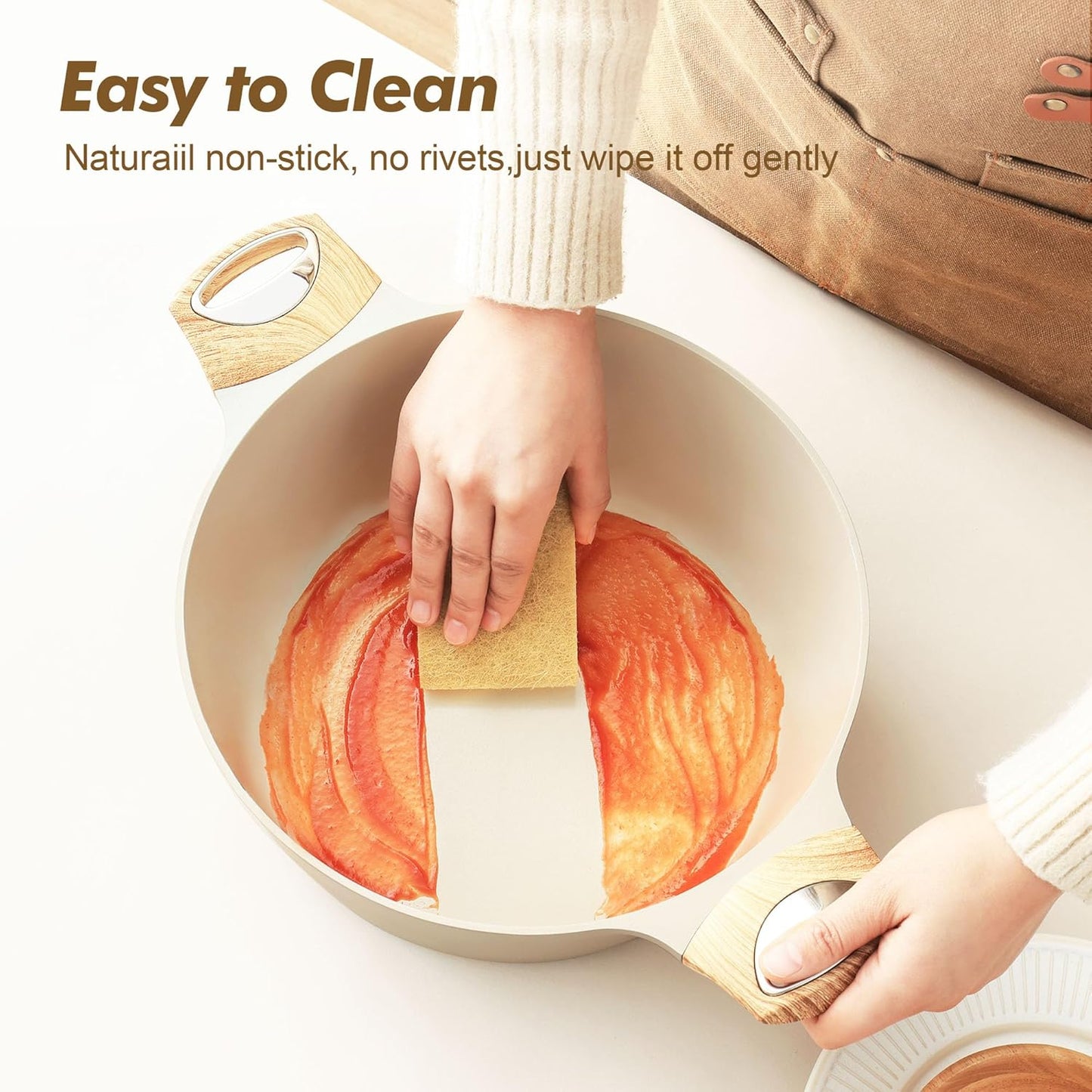 SENSARTE Ceramic Pots and Pans Set Nonstick, Kitchen Cookware Sets, 14-Piece Induction Cookware, Non-toxic Healthy Non Stick Cooking Set, with Frying Pans Set, PFAS PTFE PFOA PFOS Free